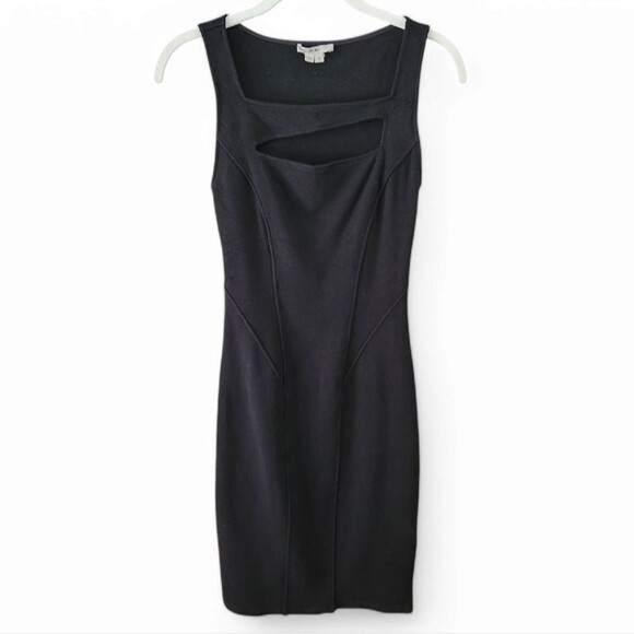 Helmut Lang Black Gala Knit Square Neck Cut Out Bodycon Dress - Small - Picture 2 of 8
